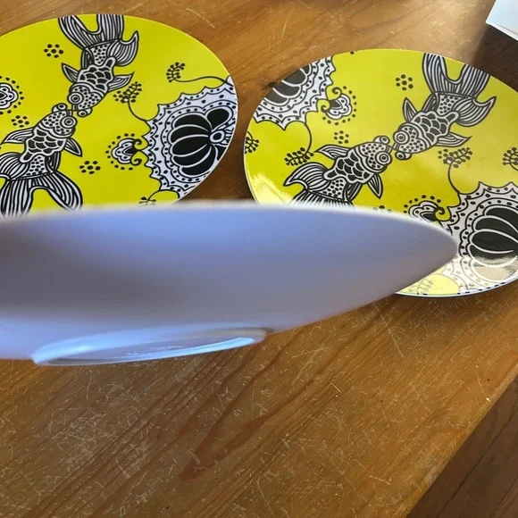 EUC 3 large Anthropologie melanine koi fish platters/plates. 12 inch. Beautiful - Picture 6 of 6